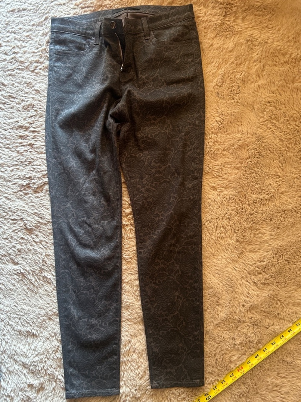 J Brand Charcoal Floral-Pattern Skinny Jeans